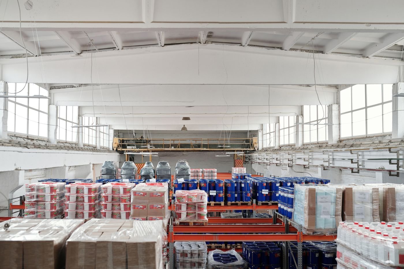 Cargo being handled in a warehouse